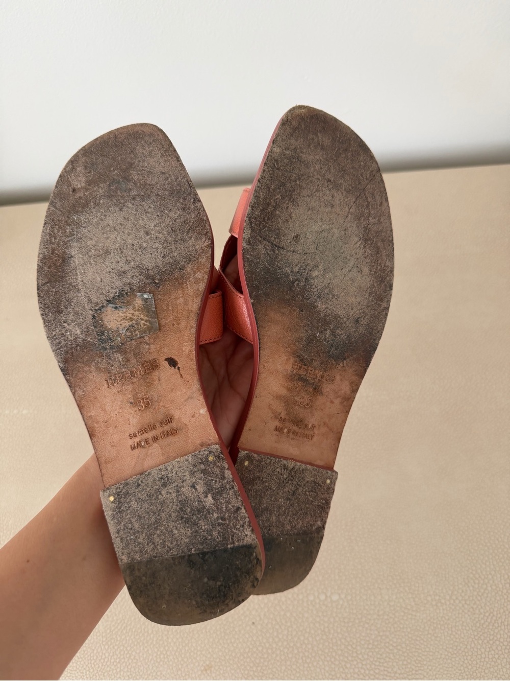 Hermes Coral Pink Oran Slide Sandals - Picture 5 of 5